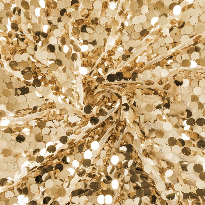 10 yards Large Payette Sequins Fabric Bolt - Gold - CV Linens