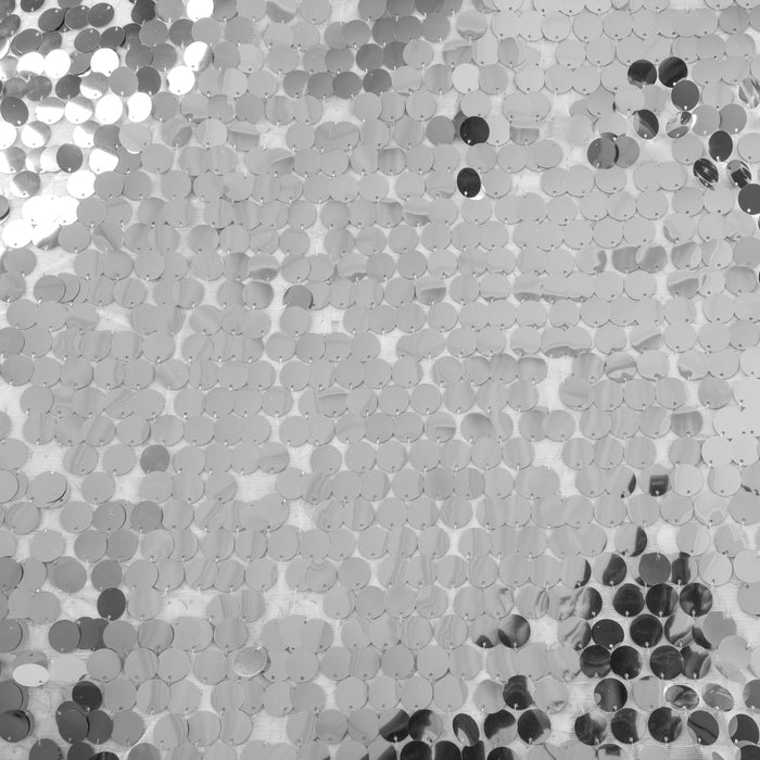 10 yards Large Payette Sequins Fabric Bolt - Silver - CV Linens