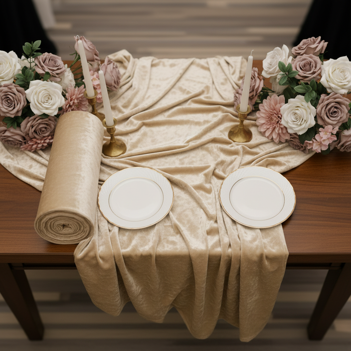 Lifestyle_Top_Champagne Velvet Fabric Roll Size: 10 Yards