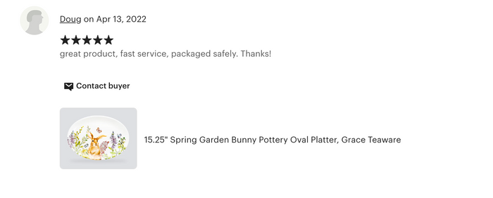 15.25" Spring Garden Bunny Oval Serving Platter