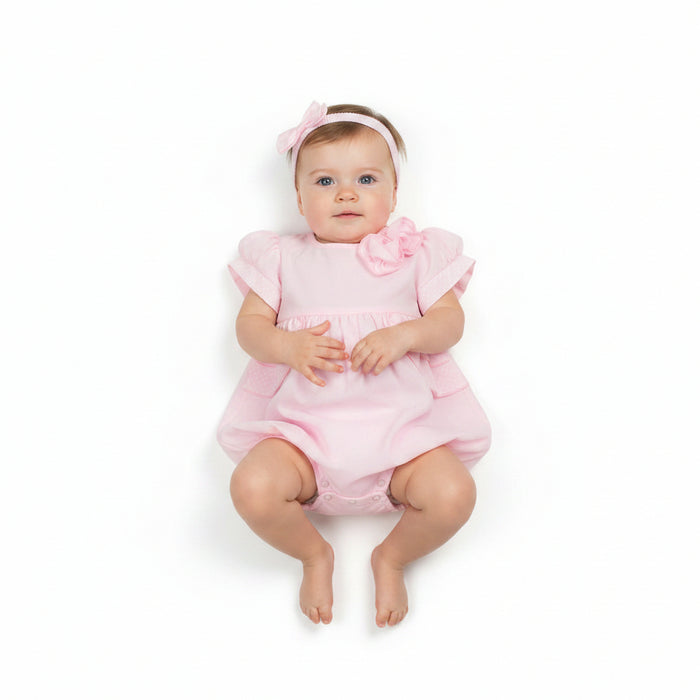 2pc Baby Girls Romper Set - Pink (0-9m) (PK6) - K14240