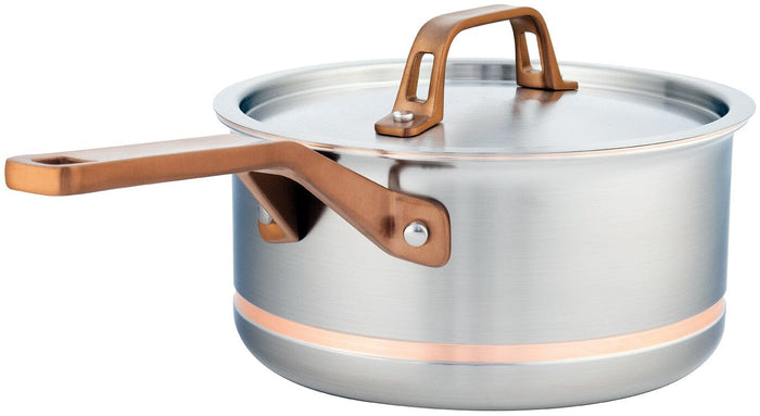 3.1L Meyer CopperClad 5-Ply Copper Core Stainless Steel Saucepan with lid, Made in Canada