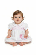 3pc Baby Girls Dress Set - White Smocked  (NB-6m) (PK6) - K14228