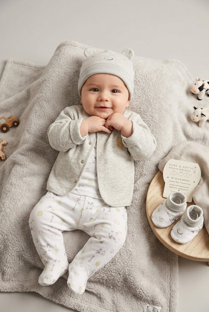 4pc Quilted Jacket Set - Delicate Farm (PK6) (0-6m) N14737