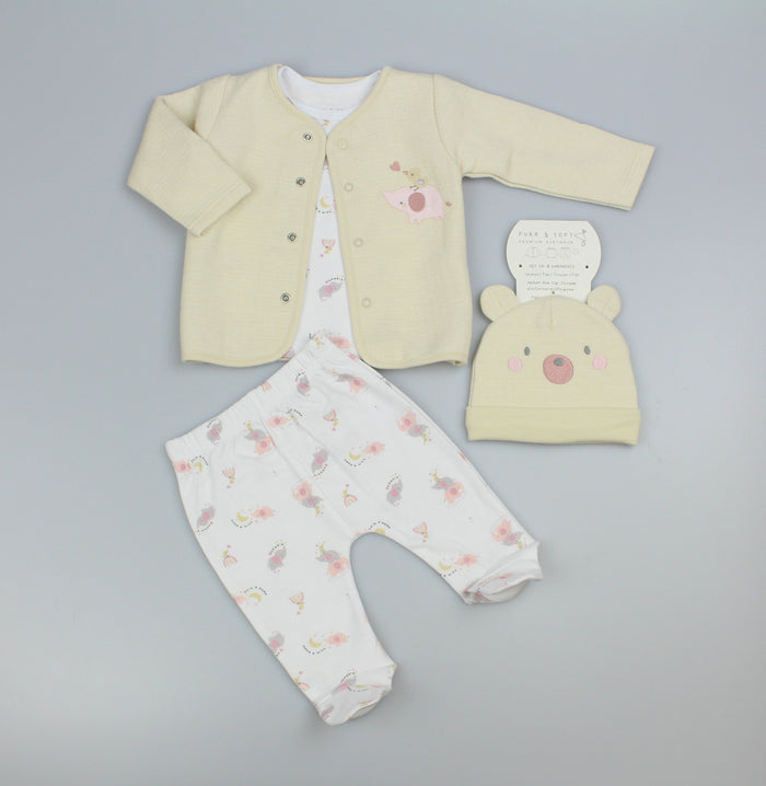 4pc Quilted Jacket Set - Elephant/Duck (PK6) (0-6m) N14730