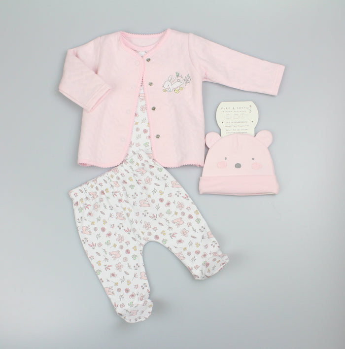 4pc Quilted Jacket Set - Floral Bunny (PK6) (0-6m) N14728