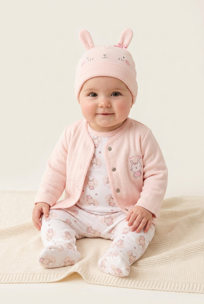4pc Quilted Jacket Set - Heart Bunny (PK6) (0-6m) N14729