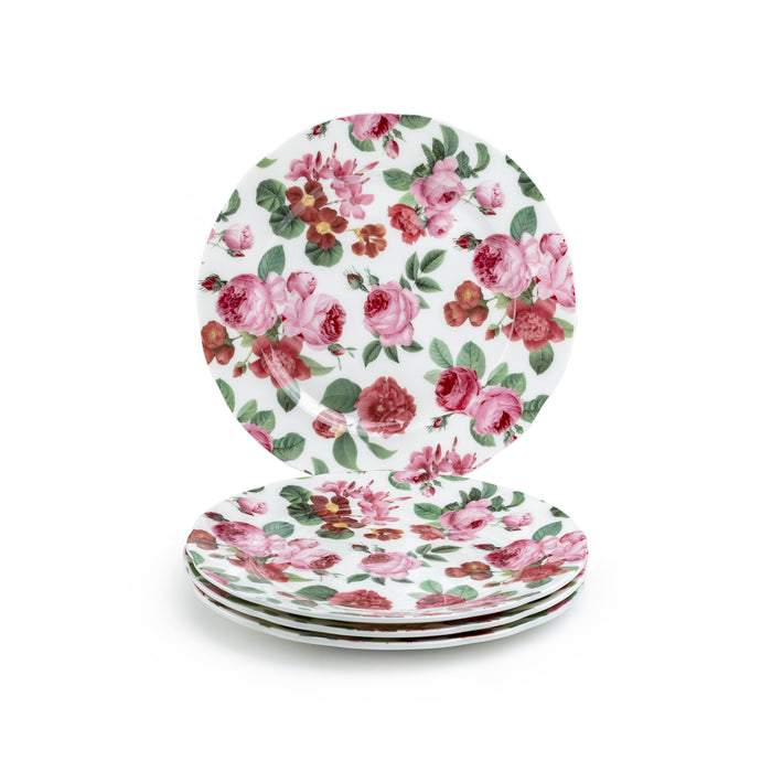 7.5" Pink Cabbage Roses Bone China Dessert Plate