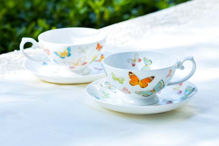 7.5" Spring Butterfly Bone China Dessert Plate
