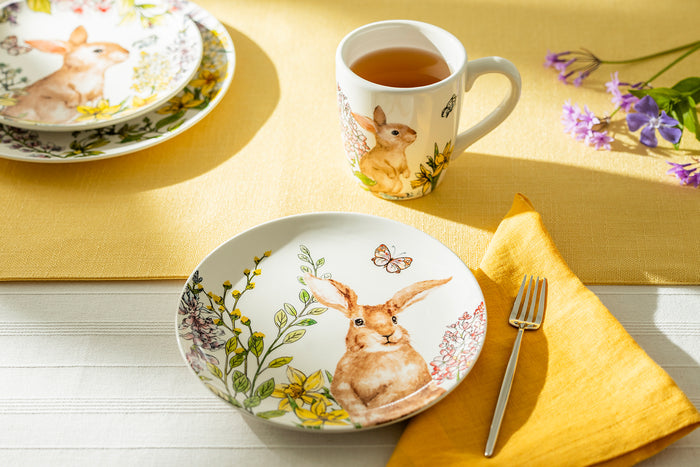 8.5" Spring Garden Bunny Salad/Dessert Plate