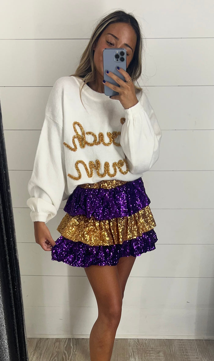 Game Day Sequin Mini Skirt