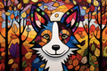 Abstract Collie Falling Leaves