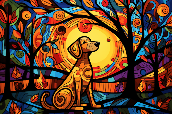Abstract Golden Retriever In The Fall