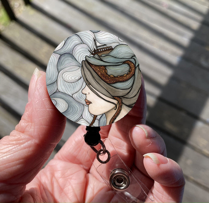 PinkPolish Design Badge Reels & Lanyards "Adrift" Retractable Badge Reel