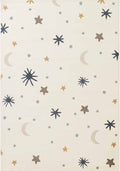 Pattern of stars, moons, and dots on a beige background