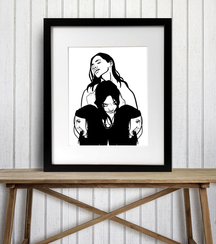 PinkPolish Design Posters, Prints, & Visual Artwork "Anxiety" Digital Ink Drawing: Art Print