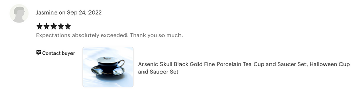 Arsenic Skull Black Gold Tea Cup and Saucer