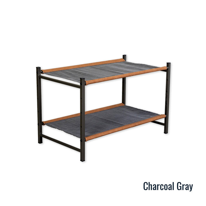 gray canvas shoe rack