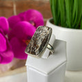Astrophyllite sterling silver Sized and Adjustable Ring 1.5"