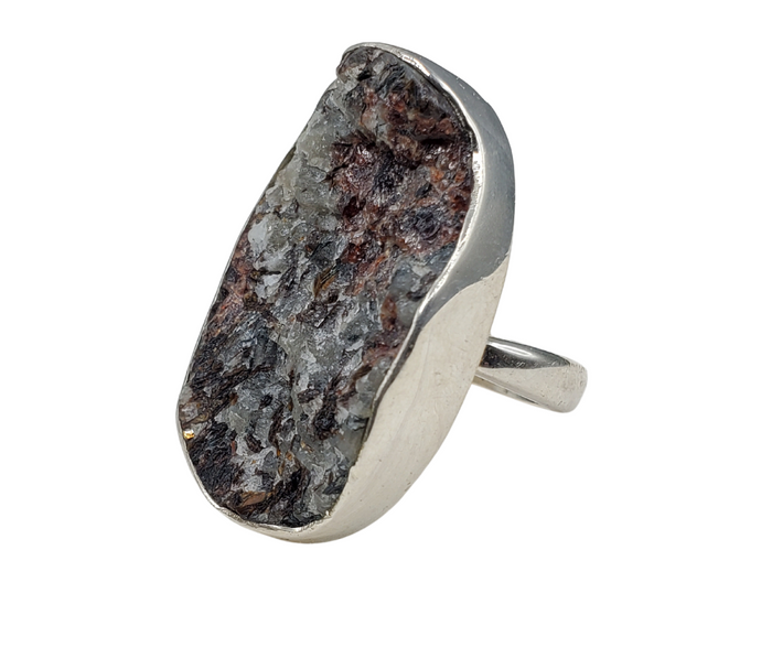 Astrophyllite sterling silver Sized and Adjustable Ring 1.5"