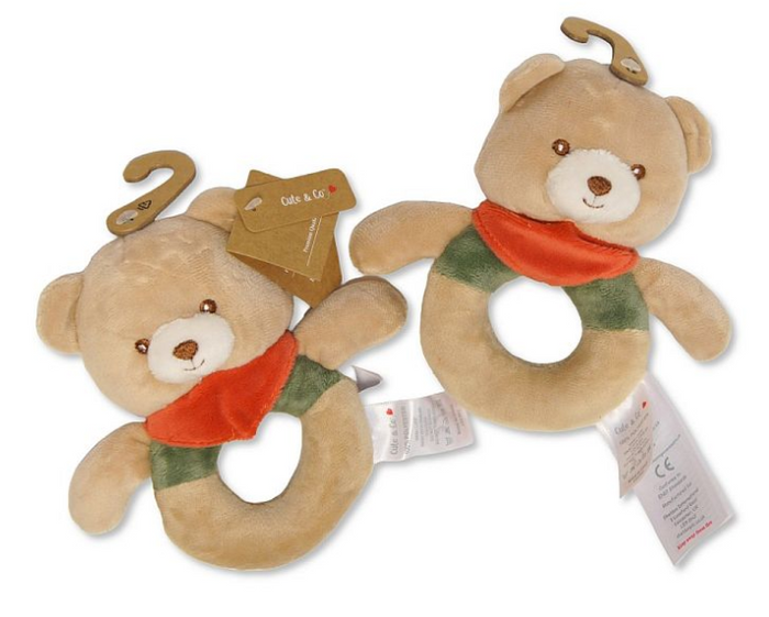 Baby Bear Rattle Ring with Scarf (15cm) (PK6) PT-26-0021