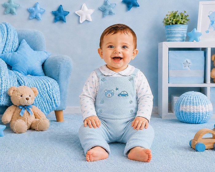Baby Boys 2 pcs Dungaree Set - Car and Teddy (PK6) (NB-6m) BIS-2020-2685