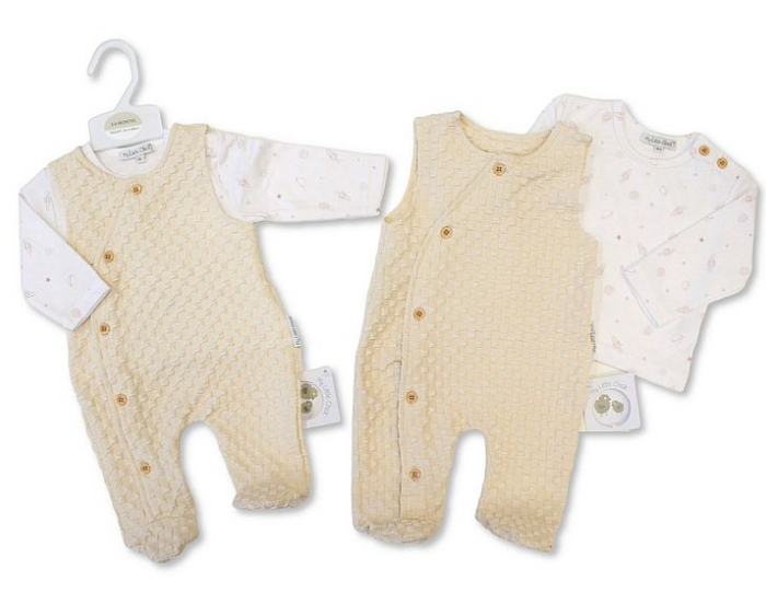 Baby Boys 2 pcs Jacquard Dungaree Set - Space  (NB-9m) (PK6)  BIS-2020-2649