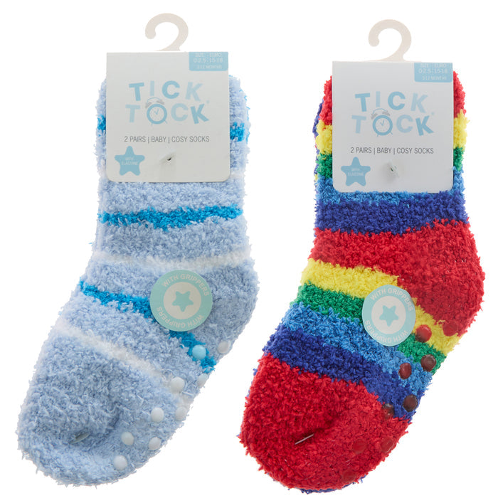 Baby Boys 2Pk Stripe Cosy Socks-(PK12) (0-0 to 3-5.5) 44B1008