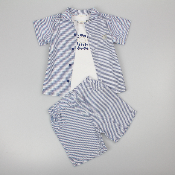 Baby Boys 3pc Shorts Set - Stripes/Little Dude (1-2Years) (PK6) M34321
