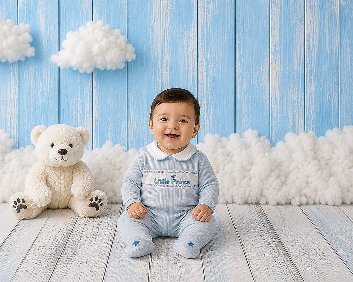 Baby Boys All in One with Smocking - Little Prince (PK6) (NB-6m) BIS-2020-2667