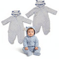 Baby Boys Hooded All-In-One with Ears (NB-6m) (PK6) BIS-2020-2614