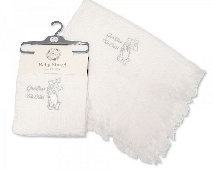 Baby Christening Shawl - God Bless This Child (120x120cm) (PK1) BW-110-066
