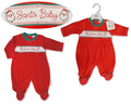 Baby Christmas Velour All in One with Smocking - Santa Baby (NB-6m) (PK6) BW-13-418