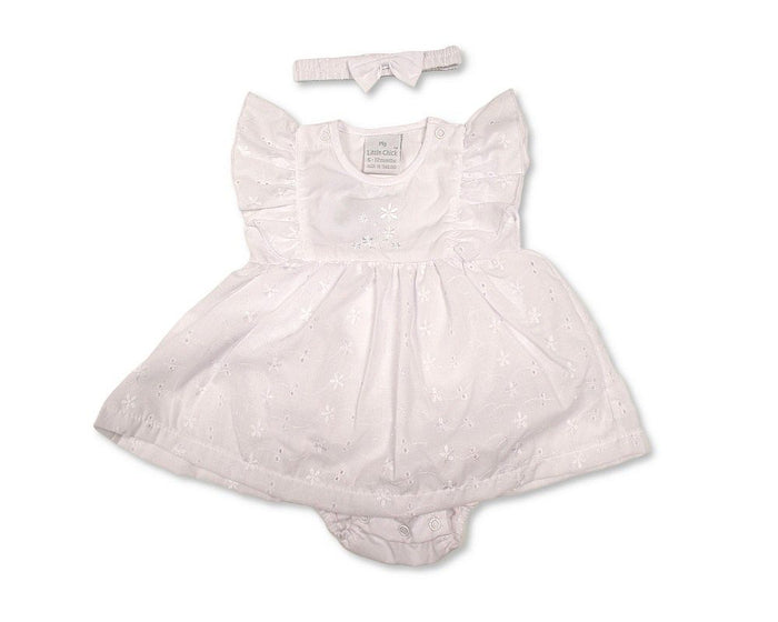 Baby Dress White with Flowers Embroidery (6-24m) (PK6) - BIS-2120-6377