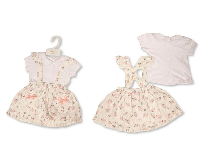 Baby Girls 2 pcs Dress Set with Floral Print and Bows (NB-9m) (PK6) - BIS-2120-6402
