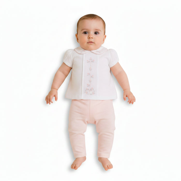 Baby Girls 2 pcs Legging Set with Floral Embroidery (NB-9m) (PK6) - BIS-2120-6389