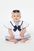 Baby Girls Dress, Pant & Headband Set - Navy/Pink Bow (0-9m) (PK6) H12805NB