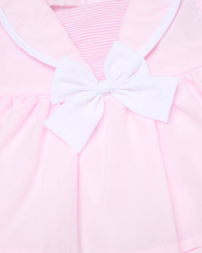 Baby Girls Dress, Pant & Headband Set - Navy/Pink Bow (9-24m) (PK6) H12805INF