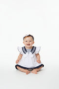 Baby Girls Dress, Pant & Headband Set - White/Navy/Pink (0-9m) (PK6) H12816NB