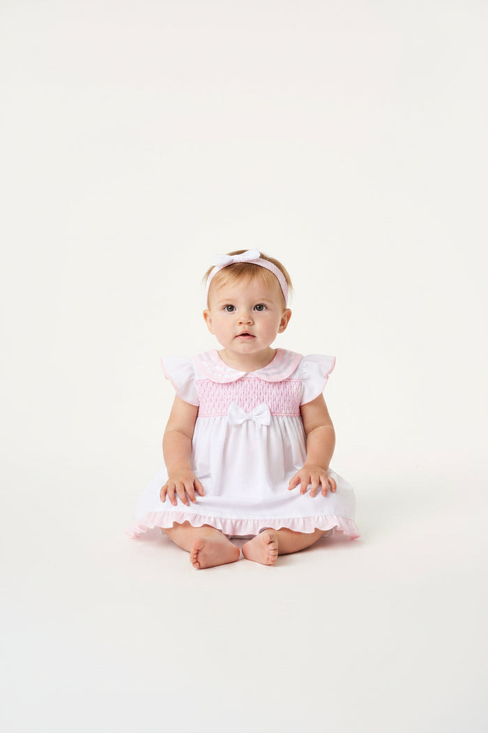 Baby Girls Dress, Pant & Headband Set - White/Navy/Pink (9-24m) (PK6) H12816INF