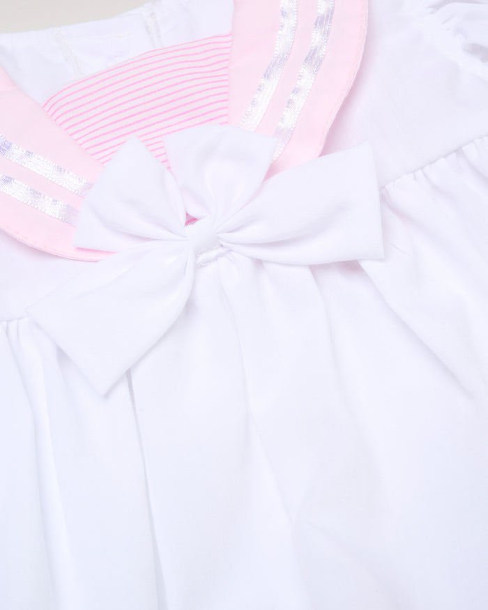 Baby Girls Dress, Pant & Headband Set - White/Navy/Pink (9-24m) (PK6) H12816INF