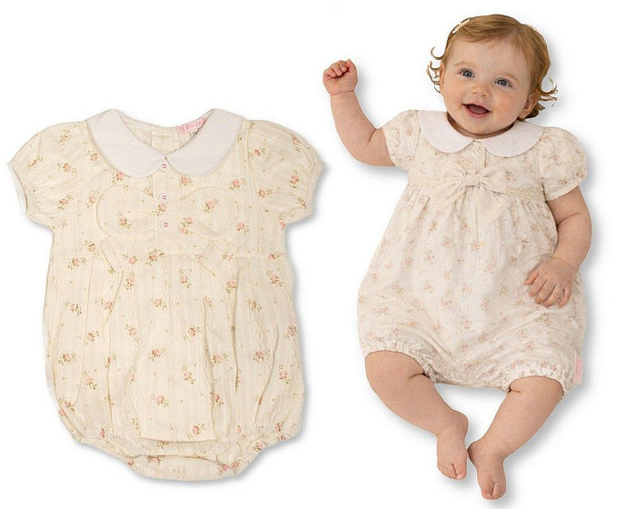 Baby Girls Floral Romper with Bow (NB-9m) (PK6) BIS-2120-6435