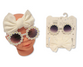 Baby Girls Headband with Bow and Sunglasses Set - Beige (0-6m) (PK6) GP-25-1406