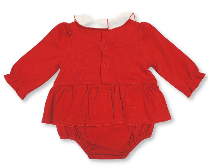 Baby Girls Long Sleeved Dress Romper with Bows - Mushroom (NB-6m) (PK6) - BIS-2020-2724