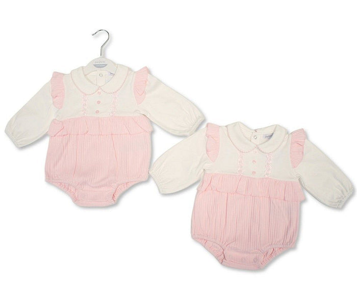 Baby Girls Short Romper with Lace Applique (NB-6m) (PK6) - BIS-2020-2715
