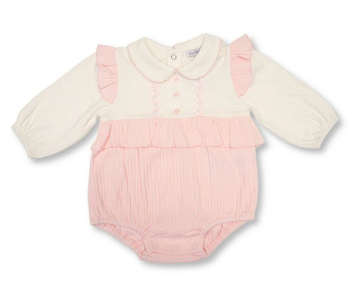 Baby Girls Short Romper with Lace Applique (NB-6m) (PK6) - BIS-2020-2715