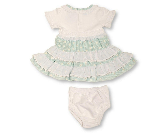 Baby Girls Woven Tiered Dress with Bow and Pants (NB-9m) (PK6) - BIS-2120-6384