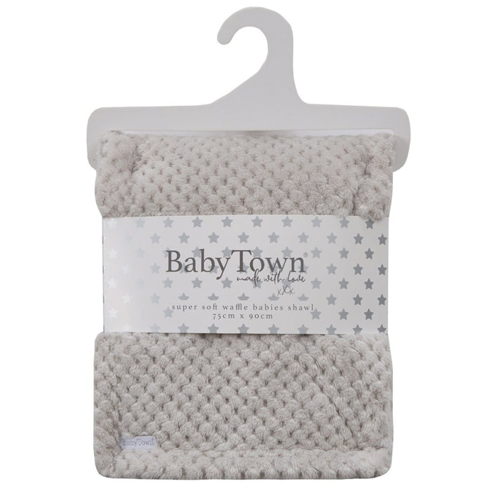 Baby Plush Fleece Waffle Wrap - Grey (75x90cm) (PK6) 19C270