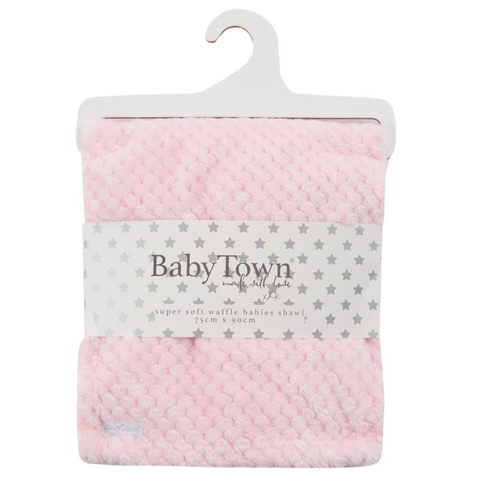 Baby Plush Fleece Waffle Wrap - Pink (75x90cm) (PK6) 19C274