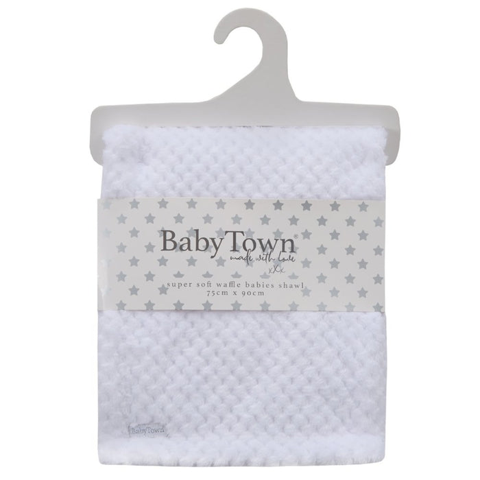 Baby Plush Fleece Waffle Wrap - White (75x90cm) (PK6) 19C271